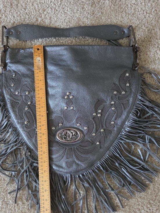 Sharif Handbags - Sharif Gray Bling Fringe Shoulder Bag